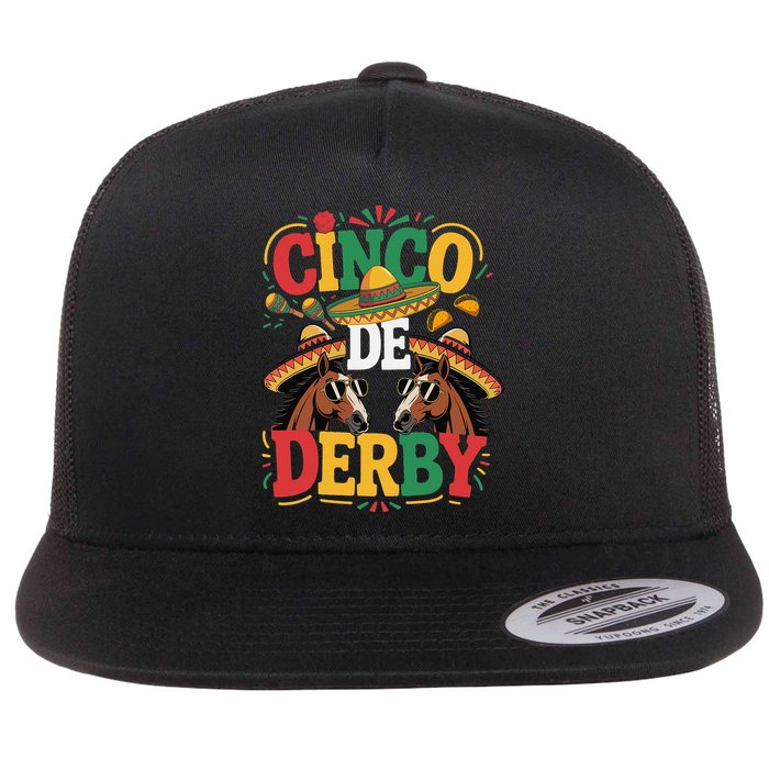 Cinco De Derby Funny Derby De Mayo Taco Horse Racing Flat Bill Trucker Hat