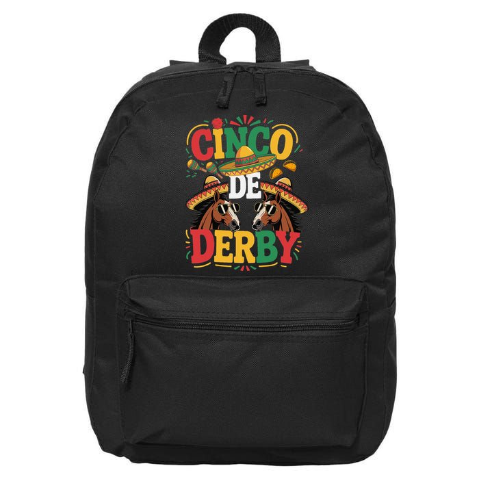 Cinco De Derby Funny Derby De Mayo Taco Horse Racing 16 in Basic Backpack
