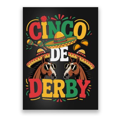 Cinco De Derby Funny Derby De Mayo Taco Horse Racing Poster