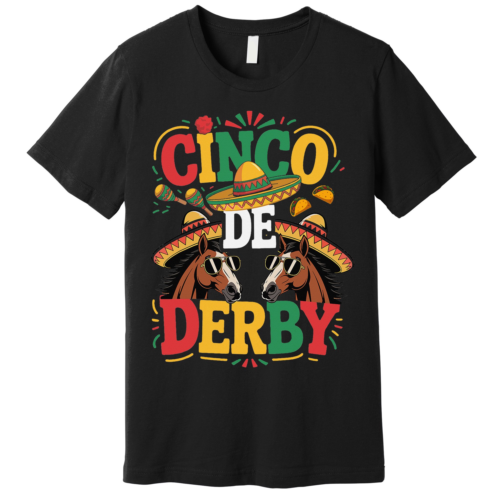 Cinco De Derby Funny Derby De Mayo Taco Horse Racing Premium T-Shirt