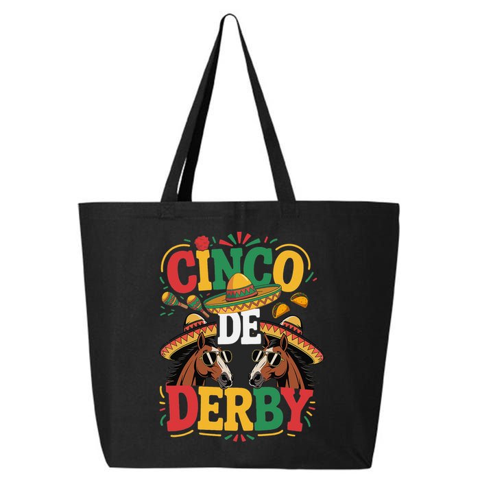 Cinco De Derby Funny Derby De Mayo Taco Horse Racing 25L Jumbo Tote