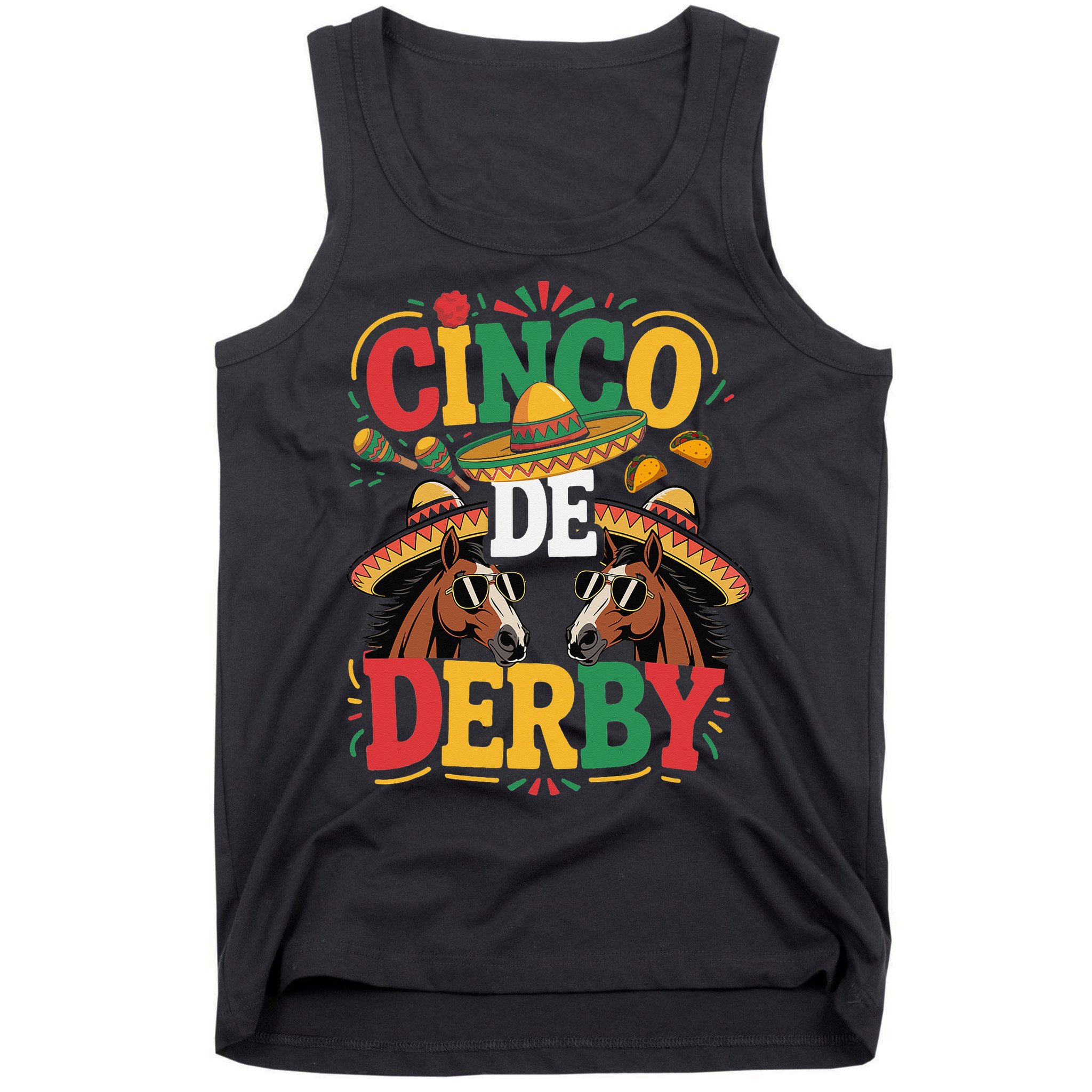 Cinco De Derby Funny Derby De Mayo Taco Horse Racing Tank Top