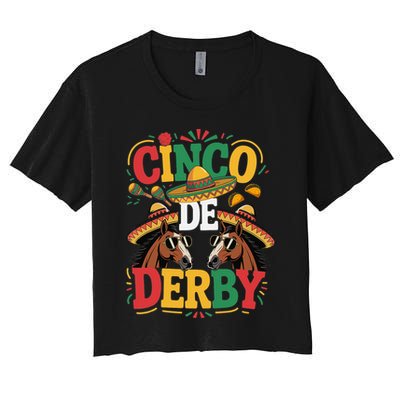 Cinco De Derby Funny Derby De Mayo Taco Horse Racing Women's Crop Top Tee