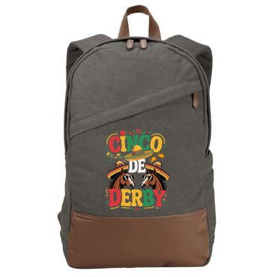 Cinco De Derby Funny Derby De Mayo Taco Horse Racing Cotton Canvas Backpack