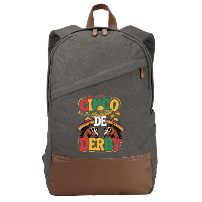 Cinco De Derby Funny Derby De Mayo Taco Horse Racing Cotton Canvas Backpack