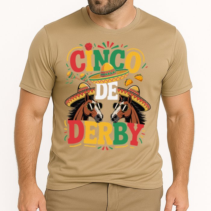 Cinco De Derby Funny Derby De Mayo Taco Horse Racing Cooling Performance Crew T-Shirt