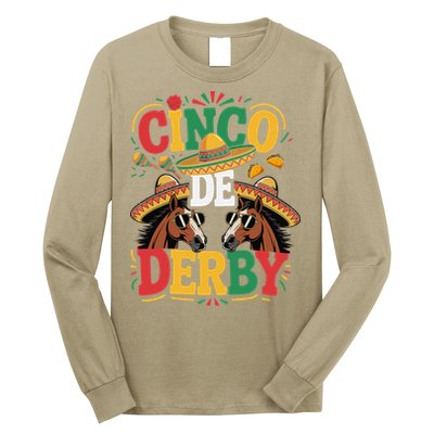 Cinco De Derby Funny Derby De Mayo Taco Horse Racing Long Sleeve Shirt