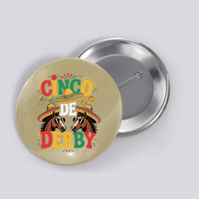 Cinco De Derby Funny Derby De Mayo Taco Horse Racing Button