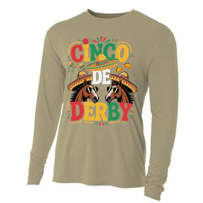 Cinco De Derby Funny Derby De Mayo Taco Horse Racing Cooling Performance Long Sleeve Crew