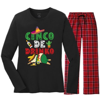 CINCO DE DRINKO Funny CINCO DE MAYO Women's Long Sleeve Flannel Pajama Set 