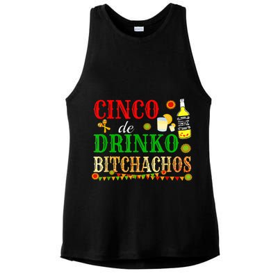 Cinco De Drinko Bitchachos M.ens Womens Drinking Ladies PosiCharge Tri-Blend Wicking Tank