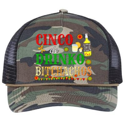 Cinco De Drinko Bitchachos M.ens Womens Drinking Retro Rope Trucker Hat Cap