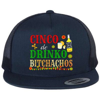 Cinco De Drinko Bitchachos M.ens Womens Drinking Flat Bill Trucker Hat