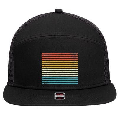 Colorful Drumsticks Drummer Band Percussionist 7 Panel Mesh Trucker Snapback Hat
