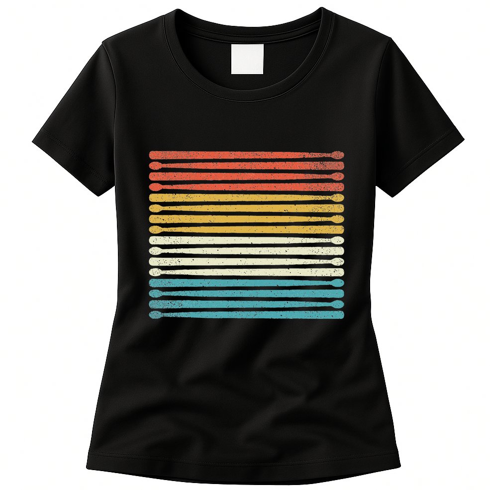 Colorful Drumsticks Drummer Band Percussionist Womens T-Shirt