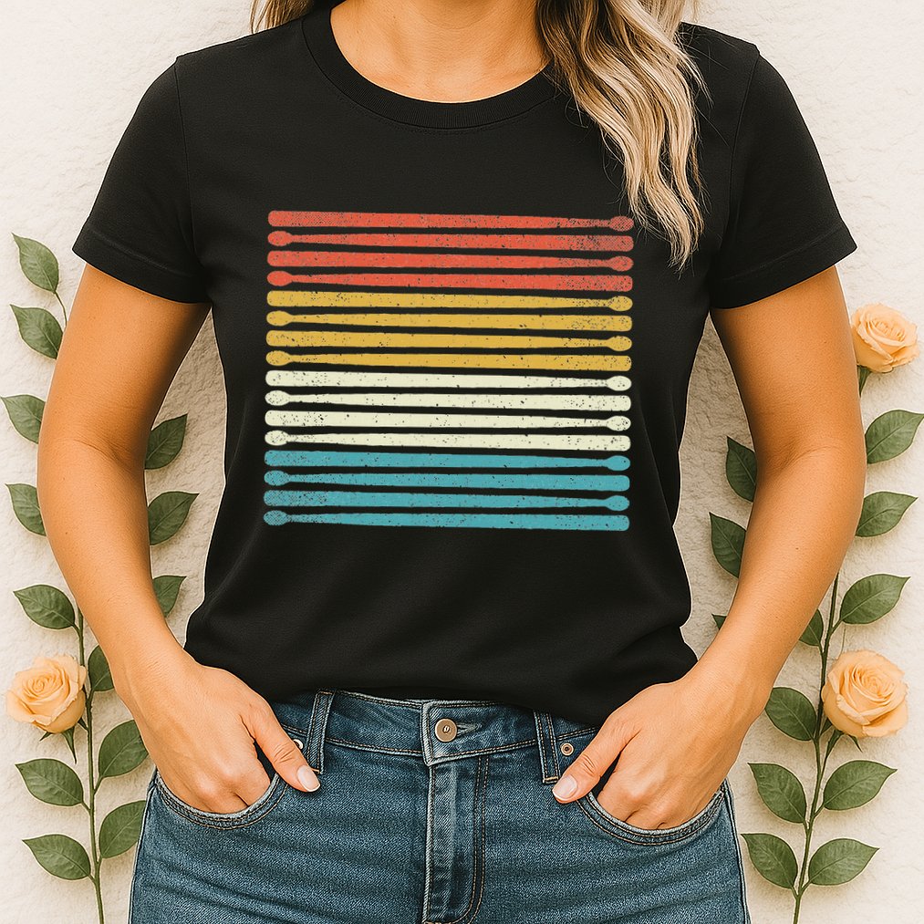 Colorful Drumsticks Drummer Band Percussionist Womens T-Shirt