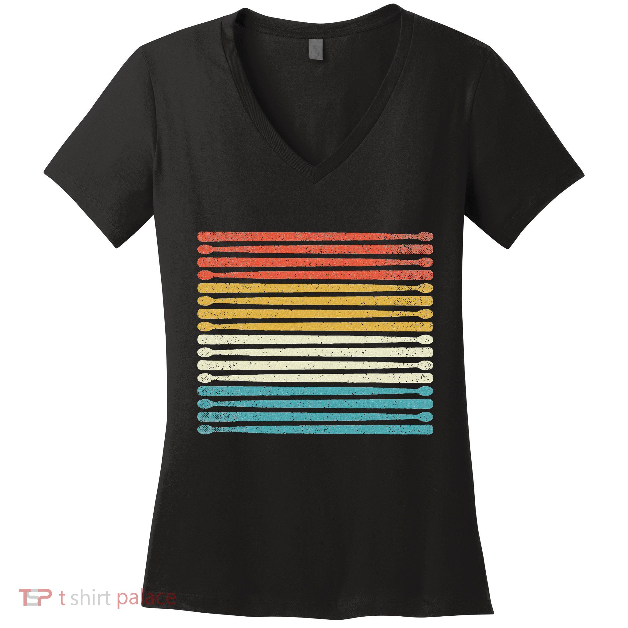 Colorful Drumsticks Drummer Band Percussionist Women's V-Neck T-Shirt