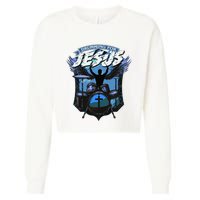 Christian Drummer Drumming For Jesus Worship Drummer Cropped Pullover Crew