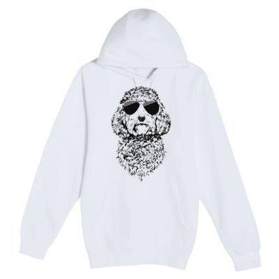 Cockapoo Doodle Dog with Sunglasses Premium Pullover Hoodie