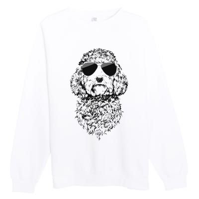 Cockapoo Doodle Dog with Sunglasses Premium Crewneck Sweatshirt