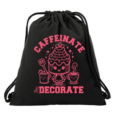 Caffeinate Decorate Design Drawstring Bag