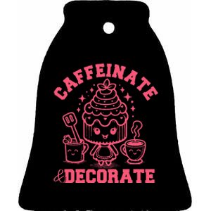 Caffeinate Decorate Design Ceramic Bell Ornament