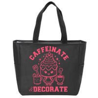 Caffeinate Decorate Design Zip Tote Bag