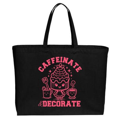 Caffeinate Decorate Design Cotton Canvas Jumbo Tote