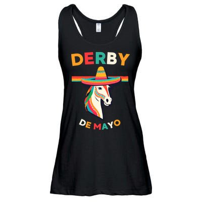 Cinco De Derby Funny Horse Racing Ladies Essential Flowy Tank