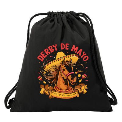 Cinco De Derby Funny Horse Racing Drawstring Bag