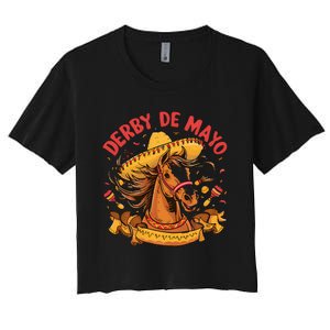 Cinco De Derby Funny Horse Racing Women's Crop Top Tee