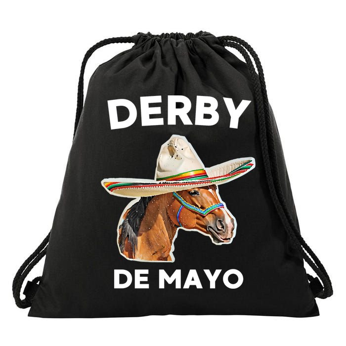 Cinco De Derby Funny Horse Racing Drawstring Bag