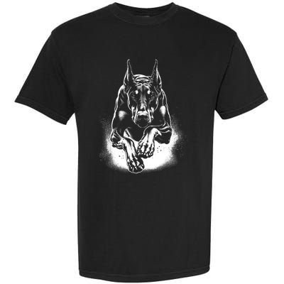 Cool Doberman Dog In Jump Garment-Dyed Heavyweight T-Shirt