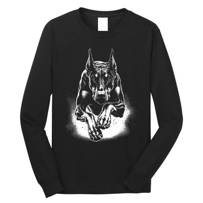 Cool Doberman Dog In Jump Long Sleeve Shirt