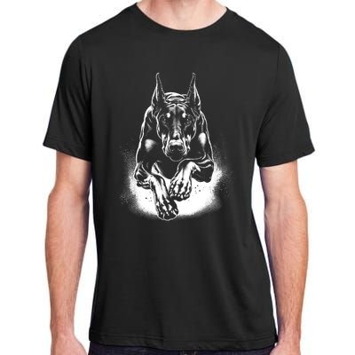 Cool Doberman Dog In Jump Adult ChromaSoft Performance T-Shirt