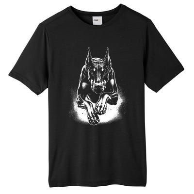 Cool Doberman Dog In Jump Tall Fusion ChromaSoft Performance T-Shirt