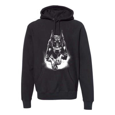 Cool Doberman Dog In Jump Premium Hoodie