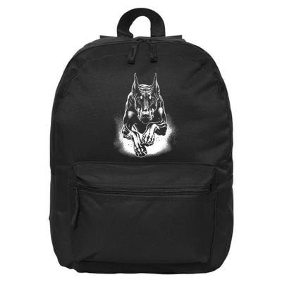 Cool Doberman Dog In Jump 16 in Basic Backpack