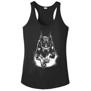 Cool Doberman Dog In Jump Ladies PosiCharge Competitor Racerback Tank