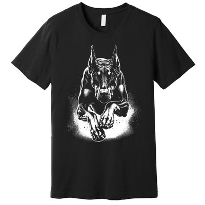 Cool Doberman Dog In Jump Premium T-Shirt