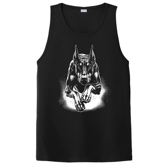 Cool Doberman Dog In Jump PosiCharge Competitor Tank