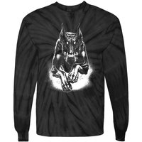 Cool Doberman Dog In Jump Tie-Dye Long Sleeve Shirt