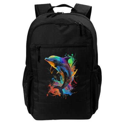 Cute Dolphin Design Colorful Pop Art Dolphin Lovers Daily Commute Backpack