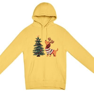 Cute Dachshund Decorate Christmas Tree Merry Xmas Dog Lover Gift Premium Pullover Hoodie