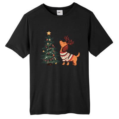 Cute Dachshund Decorate Christmas Tree Merry Xmas Dog Lover Gift Tall Fusion ChromaSoft Performance T-Shirt