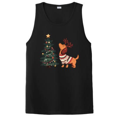 Cute Dachshund Decorate Christmas Tree Merry Xmas Dog Lover Gift PosiCharge Competitor Tank