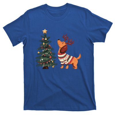 Cute Dachshund Decorate Christmas Tree Merry Xmas Dog Lover Gift T-Shirt