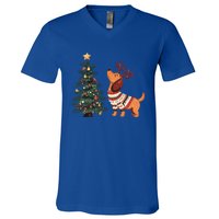 Cute Dachshund Decorate Christmas Tree Merry Xmas Dog Lover Gift V-Neck T-Shirt