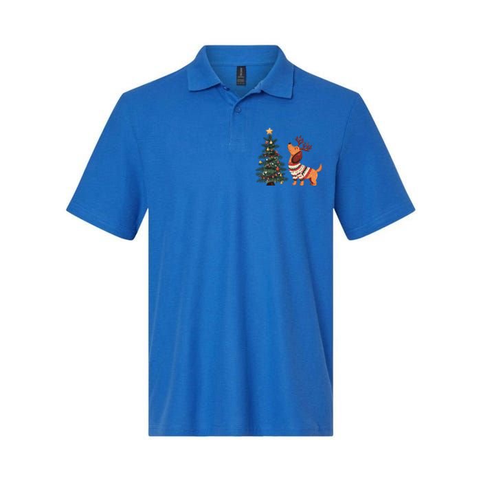 Cute Dachshund Decorate Christmas Tree Merry Xmas Dog Lover Gift Softstyle Adult Sport Polo