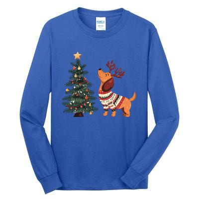 Cute Dachshund Decorate Christmas Tree Merry Xmas Dog Lover Gift Tall Long Sleeve T-Shirt